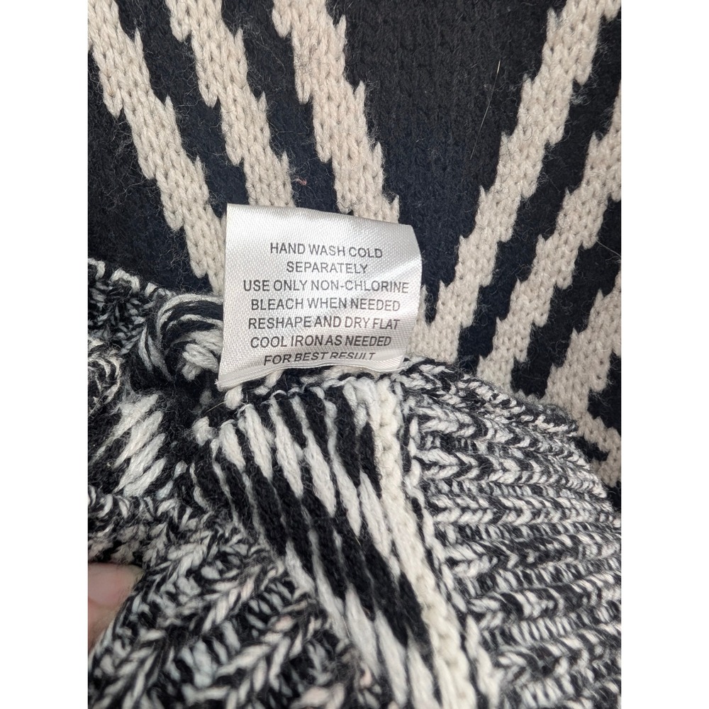 Pink Rose Black White‎ Geometric Tribal Knit Sweater Dress Women's L Long Sleeve - Picture 11 of 12